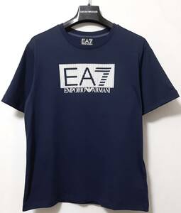 [新品] 12A(12歳) EA7 / ARMANI JUNIOR　モコモコ発泡プリントの【ジャージ半袖Tシャツ】◆2023年春夏モデル　男の子用 150cm　◆色：紺