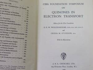 ●洋書●1961年●QUINONES IN ELECTRON TRANSPORT●専門書●資料