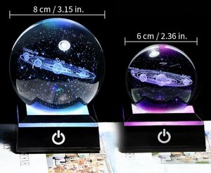 LHH790★LED 天体 クリスタルボール 3Dボール レーザー彫刻 月 火星 土星 木星 太陽 地球 天文 USBケーブル ライト