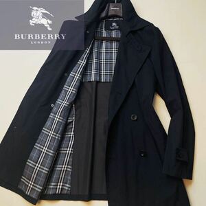 M25【Tシャツにさっと着こなす!!】定価14万●BURBERRY BLACK LABEL●ロンドン紳士愛用!!●光沢感!!トレンチコート バーバリーコート メンズ