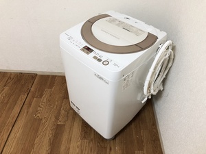 シャープ全自動洗濯機ES-GE7A-Nゴールド系7.0kg上開き　高濃度洗浄・ドルフィンパルAg+　給水ホースふろ水ポンプ付き　洗浄/動作確認済み