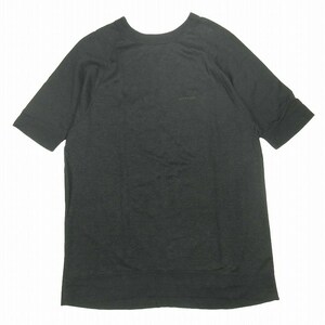 美品 アメリカーナ AMERICANA コットン リネン スウェット トップス カットソー Tシャツ 半袖 ロゴ 刺繍 クルーネック 黒 ブラック