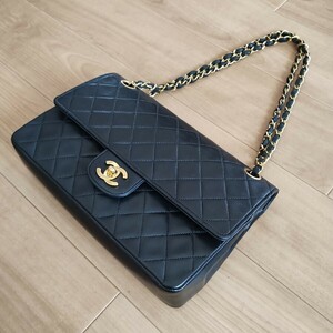 1円スタート 正規品 シャネル CHANEL チェーンショルダーバッグ マトラッセ ラムスキン ダブルフラップ Wフラップ カード、シール有 ｂ