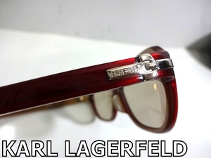 X4D034■ カールラガーフェルド KARL LAGERFELD UVカット レッド&シルバー色デザイン サングラス メガネ 眼鏡 メガネフレーム ケース付き