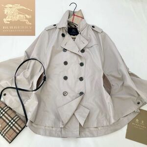 ★大きいサイズ★美品★バーバリー BURBERRY 46-48/XL.3L.4L.5L メガチェックコンビ☆トレンチデザインマントコート ポンチョ 通勤 旅行