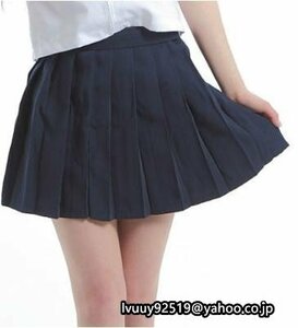 プリーツ スカート 制服スカート 紺色S-XL 女子高生 ショート S-XLサイズ選択
