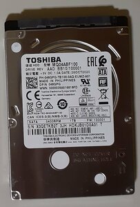 4567 2.5インチ 内蔵SATAハードディスク 1TB 7mm 5400rpm 東芝 MQ04ABF100 Mac/Win 使用1874時間 正常