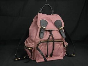 1円 ■美品■ BURBERRY バーバリーナイロン 巾着型 リュックサック バックパック レディース ピンク系 FA5957