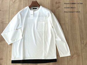 新品訳有り COMME CA ISM MEN コムサイズム フェイクレイヤード 長袖Tシャツ 01ホワイト Mサイズ 60TA07 定価3,900円