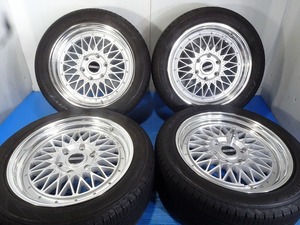 【essex】225/50R18 18x7.5J +32 6穴 139.7 8.5分山 中古タイヤホイールセット 4本 ノーマル【福島発 送料無料】FUK-E14090★ソケット付き