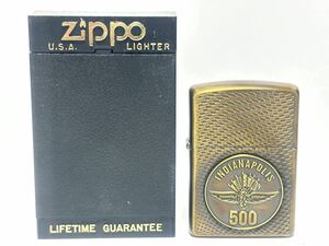 (70) ZIPPO ジッポ ジッポー オイルライター INDY 500 INDIANAPOLIS インディアナポリス ケース付き ゴールド系 喫煙グッズ