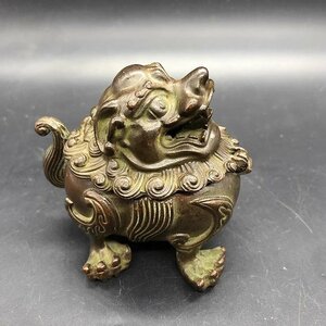 送料無料！超美品! 金属 古銅彫 獅子 獅子 香炉 香道具 置物 古賞物 装飾 収蔵品 鑑賞　中国美術品 sux020