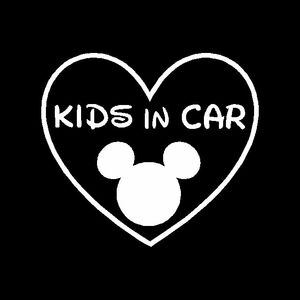 KIDS IN CAR キッズインカー　ハート+ミッキー　② カッティングステッカー 子供が乗っています！