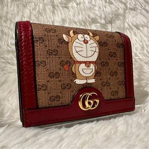 ★極美品★ 2021年限定 GUCCI ×ドラえもん コラボ ウシえもん グッチGGマーモント GGスプリーム コンパクト 折財布