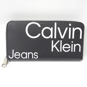 Ft1161581 カルバンクラインジーンズ 長財布 ロゴ ブラック×ホワイト メンズ Calvin klein Jeans 中古