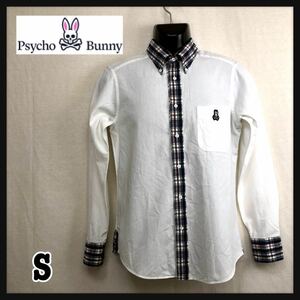 即決★Phycho Bunny★サイコバニー★メンズ★S★長袖シャツ★ボタンダウン★スカルバニー★ワッペン★高品質★オススメ