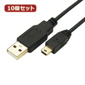 変換名人 10個セット 極細USBケーブルAオス-miniオス1.8m USB2A-M5/CA180X10 /l