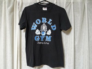 希少 90年代 ビンテージ Hanes製 ワールドジム サンタクルーズ World Gym Santa Cruz ボディビル トレーニング Tシャツ L(14-16) 当時物