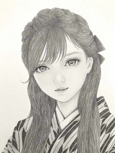 【手描きイラスト／鉛筆画 】A4絵画 人物画 ドール 