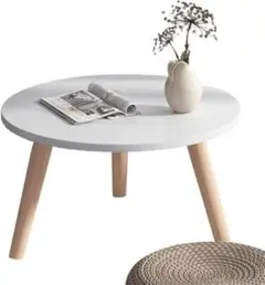 ローテーブル 座卓 円型 ちゃぶ台 軽量 木製 テーブル 小型 組立簡単 白