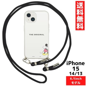 iPhone 15 14 13 対応 ディズニー ミッキーマウス スマホ クリア ケース カバー アイフォン IIIIfit Loop ショルダー ストラップ付き