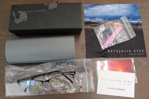 ○未使用品 REYKJAVIK EYES メガネ フレーム 52□16 135mm 紫系 Black Label NOTT Col 2 ケース付き イタリア製 チタニウム