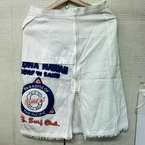 ZUCCA ズッカ ロング スカート パンツ ズボン ワッペン ホワイト 白 M 日本製 エイネット