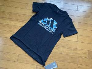 ♪新品タグ付 アディダスadidas ラメグラフィックビッグロゴTシャツ 定価3,289円 黒 OT ランニング ウォーキング トレーニング