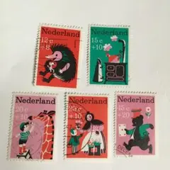 オランダ  児童福祉の切手5種完 使用済 1967