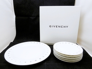 24-Ｈ-98【未使用】GIVENCHY ジバンシー　yamaka ヤマカ　パーティーセット　大皿1枚、取り皿5枚　白　箱つき　保管品　洋食器　プレート