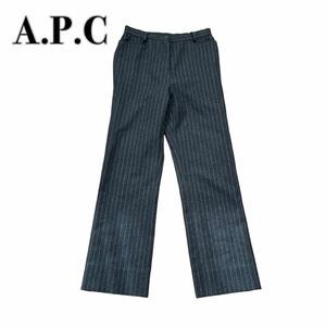 A.P.C.アーペーセー スラックス パンツ ボトムス ストライプ ウール100% 黒ブラック S