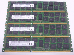 メモリ サーバーパソコン用 1.5V Micron PC3-14900R(DDR3-1866R) ECC Registered 16GBx4枚 合計64 GB 起動確認済みです⑤