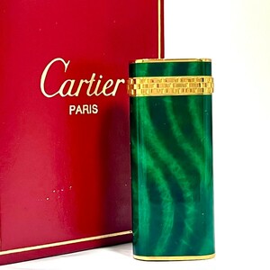 1円スタート 希少 Cartier カルティエ ライター マラカイト パンテール オーバル ガスライター 喫煙具 喫煙グッズ