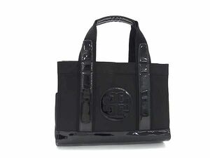 1円 ■美品■ TORY BURCH トリーバーチ ナイロン×レザー トート ハンドバッグ レディース ブラック系 BI1515