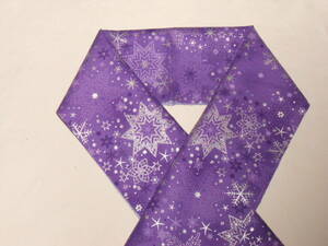 木綿の半衿、大小の雪の結晶、紫に銀
