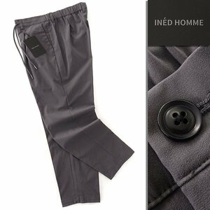 新品 イネドオム ツイル ストレッチ イージーパンツ M 濃灰 【P28218】 INED HOMME オールシーズン メンズ テーパード 1タック