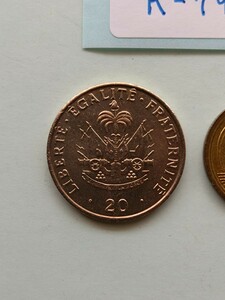 外国コイン　ハイチ　(Rー７９７)　２０サンチーム硬貨　１９９１年