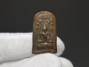 古銅 豆仏 護身仏像 時代物 高さ約3.1cm / 佛像 佛坐像 仏像 賞物 置物 唐物 人間国宝 李朝 高麗 古玩 古董