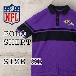 NFLボルチモアレイブンズ 半袖鹿の子ポロシャツ パープル USA規格XL