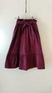  ユニクロ ハイウエストリボンフリルスカート　Lサイズ (ウエスト 69-75cm) UNIQLO ミディスカート ミディアムスカート　
