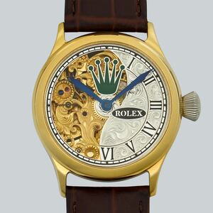 アンティーク Marriage watch ROLEX 懐中時計をアレンジした40mmのメンズ腕時計 半年保証 手巻き スケルトン
