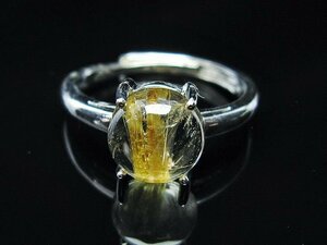 誠安◆天然石最高級品ゴールドタイチンルチル指輪(14号)[T164-6934]