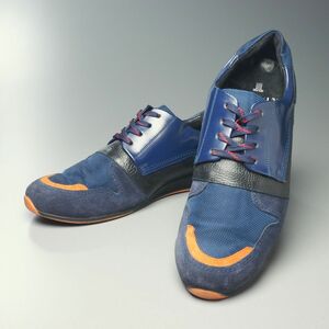 TG3179//*ランバンオンブルー/LANVIN en Bleu*レザー×キャンバス/異素材MIX/スニーカー/ローカット/靴