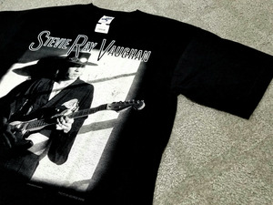 新品デッド 90s 95年 USA製 StevieRayVaughan スティービーレイボーン Tシャツ 黒 L アメリカ製 // ビンテージロックTシャツ