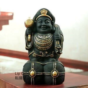 木彫仏像 黄楊木　仏教美術 精密細工 仏師で仕上げ品 大黑天像 ブラック