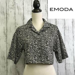 EMODA　エモダ　オープンカラーショートシャツ　Fサイズ　ライトミックス　ハイウエストボトムとの相性が抜群　S6-145　USED
