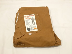 レア DEAD STOCK デッド ONE WASH USA製 70s ビンテージ Carhartt ブラウン ダック ダブルニー オーバーオール 表記46×30 60s 50s 40s 30s