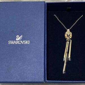 箱なし 新品未使用品 正規品 SWAROVSKI ネックレス ゴールドカラー チェーン シルバー ラインストーン　ロング ネックレス 石　宝石