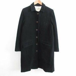 美品 nest robe ネストローブ カシミヤブレンド ロング丈 ステンカラーコート サイズF ブラック