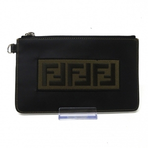 フェンディ FENDI 7N0089-A4K1 - レザー×コットン 黒×ブラウン×ダークブラウン 美品 ポーチ